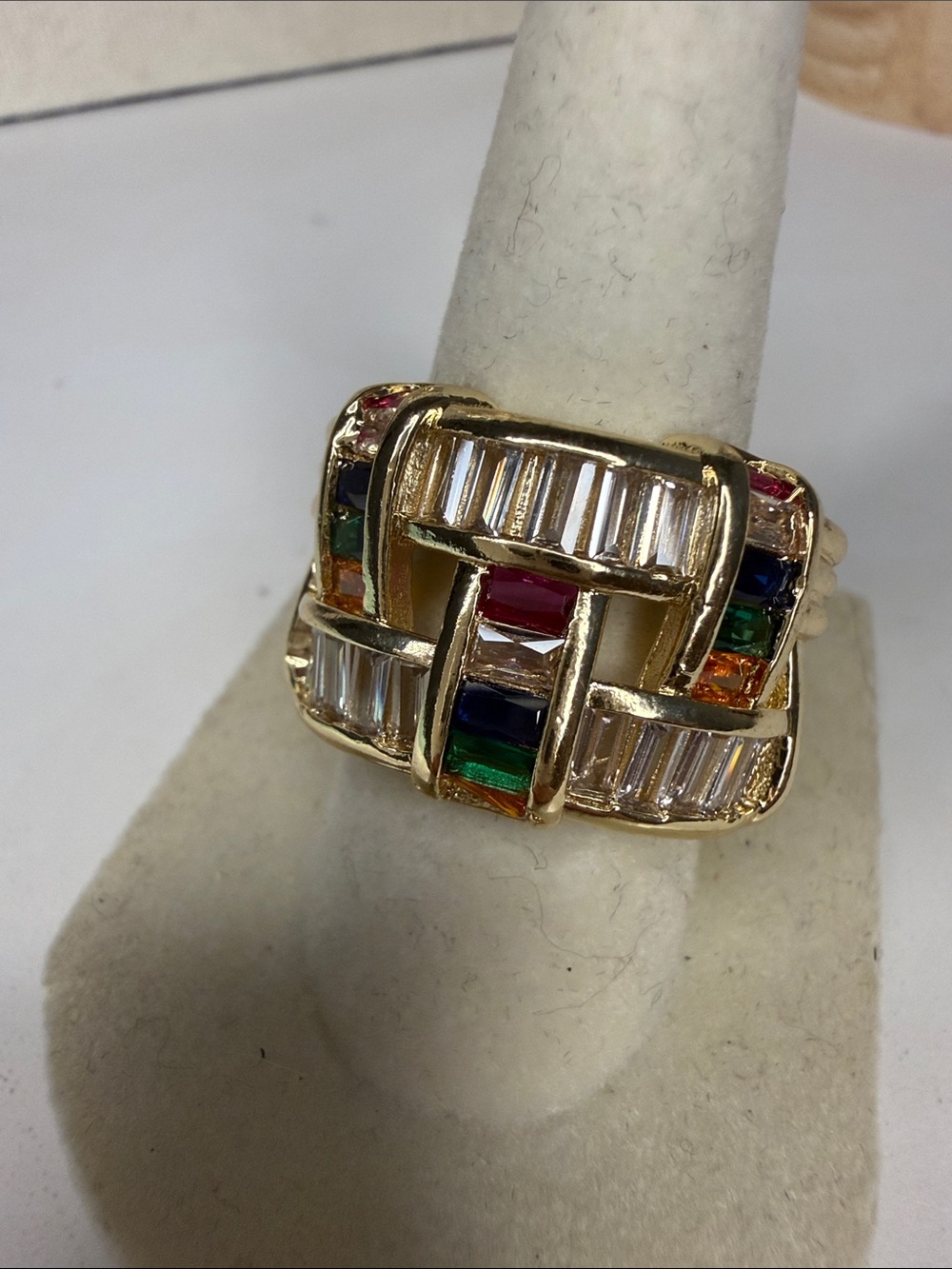 Gold Filled AAA CZ Multicolor Baguette & Channel Ring